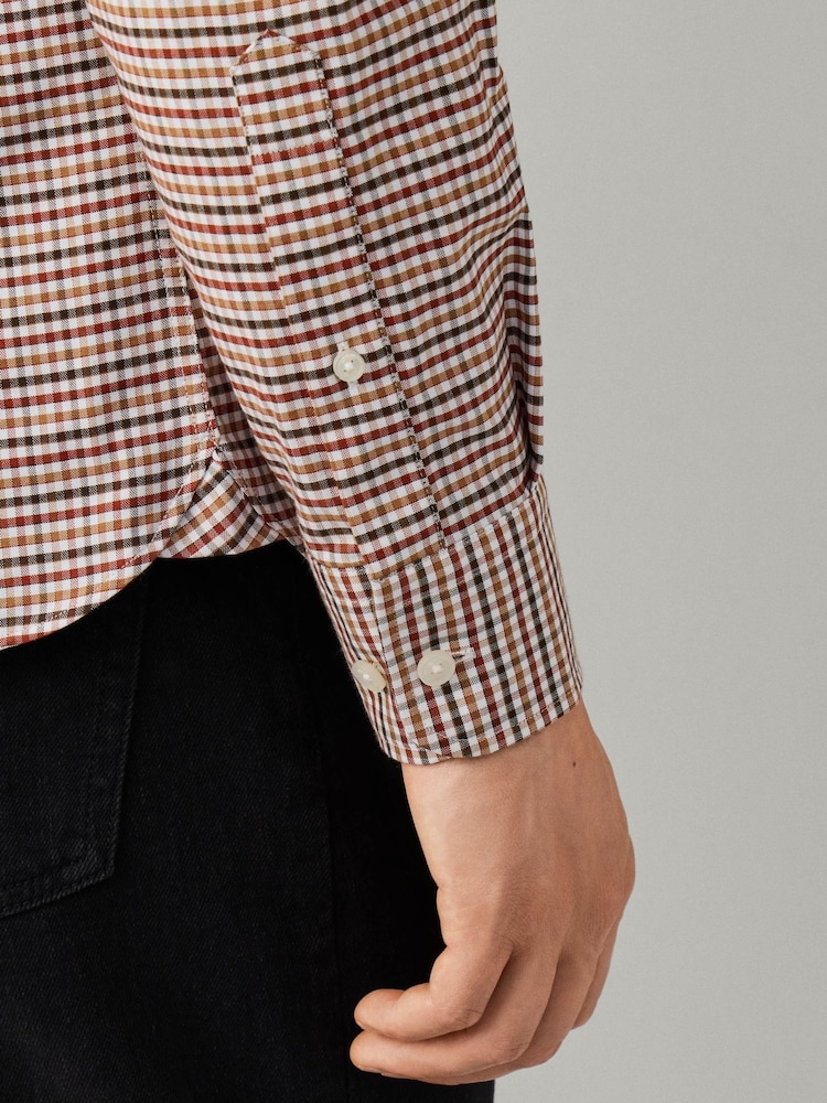 Orange - Hackett Tailored Fit Tri-Colour Gingham Shirt - Bild 6 von 6 Orange - Hackett Tailored Fit Tri-Colour Gingham Shirt - Bild 6 von 6