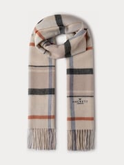 Hackett Brown Wool-Cashmere Branded Plaid Scarf - Image 1 of 3