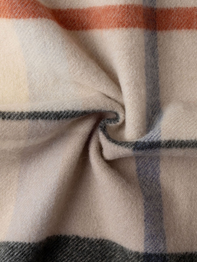 Hackett Brown Wool-Cashmere Branded Plaid Scarf - Image 2 of 3 Hackett Brown Wool-Cashmere Branded Plaid Scarf - Image 2 of 3