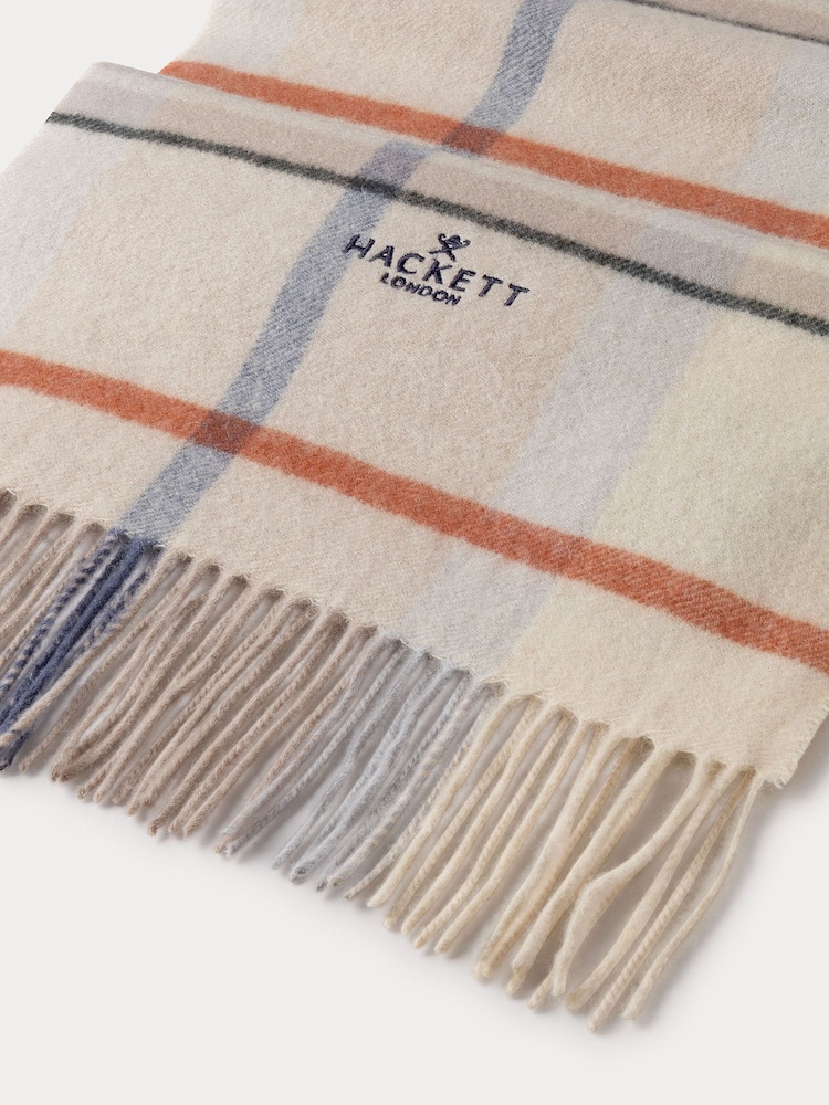 Hackett Brown Wool-Cashmere Branded Plaid Scarf - Image 3 of 3 Hackett Brown Wool-Cashmere Branded Plaid Scarf - Image 3 of 3