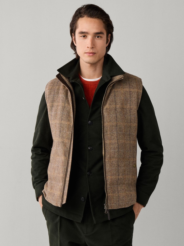 Hackett Wool Blend Tattersall Padded Gilet - Εικόνα 1 από 11 Hackett Wool Blend Tattersall Padded Gilet - Εικόνα 1 από 11