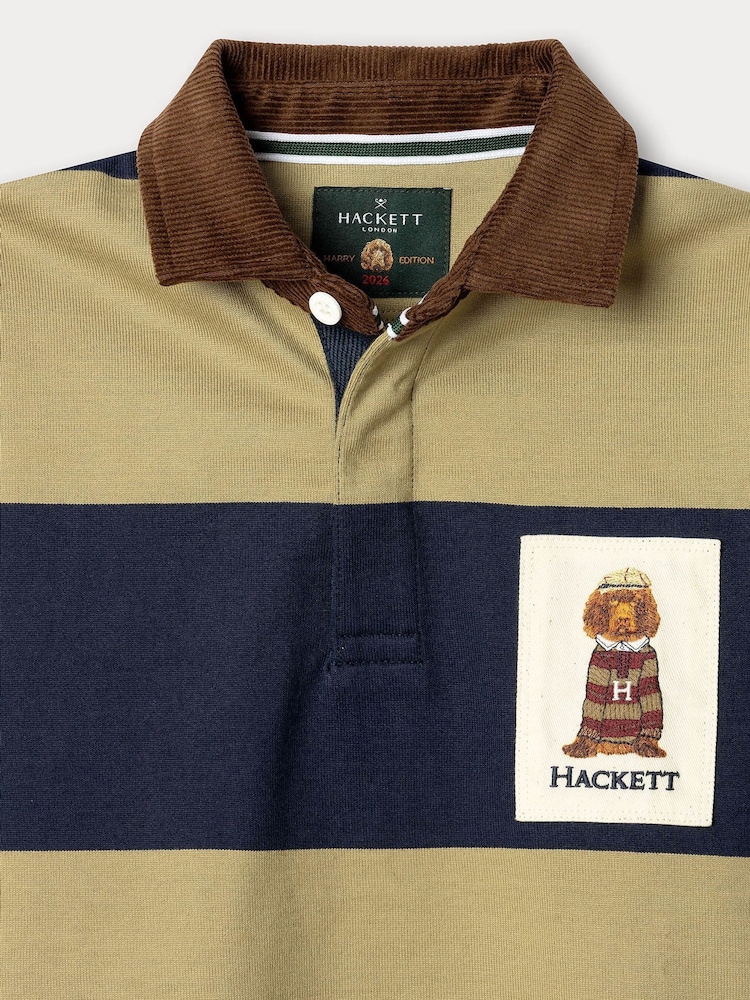 Hackett Blue Classic Fit Harry Stripe Rugby Shirt - Image 4 of 4 Hackett Blue Classic Fit Harry Stripe Rugby Shirt - Image 4 of 4