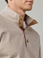 Hackett Brown Travel Twill Cotton Half Button Sweat Top - Image 2 of 5