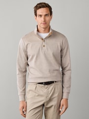 Hackett Brown Travel Twill Cotton Half Button Sweat Top - Image 3 of 5