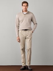 Hackett Brown Travel Twill Cotton Half Button Sweat Top - Image 4 of 5