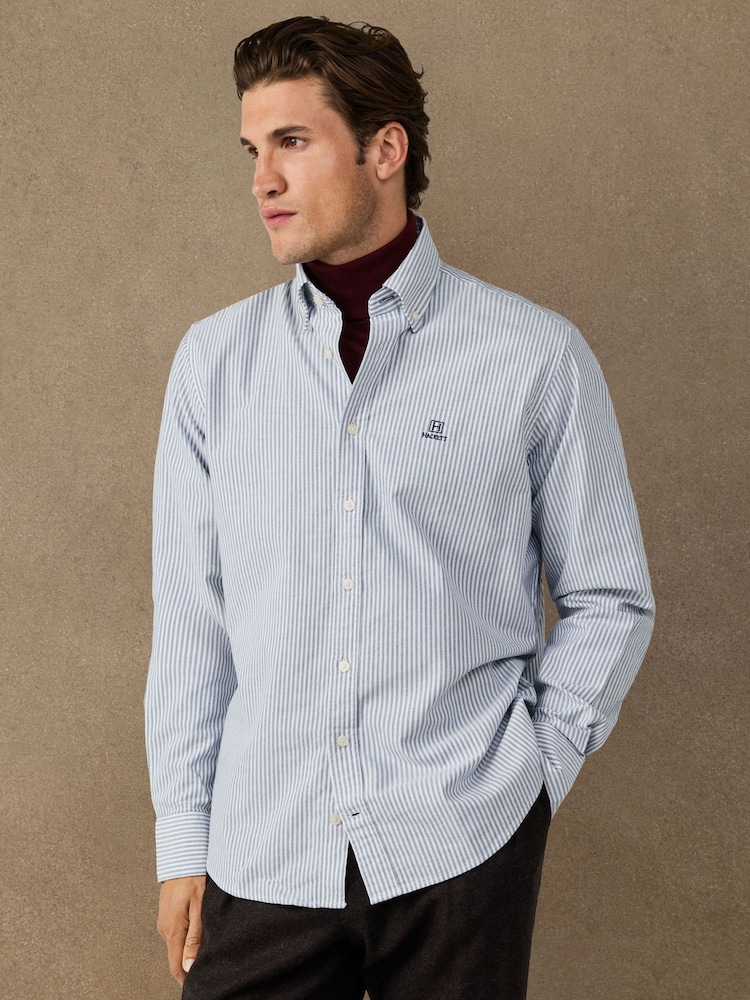Lys Blå - Hackett Classic Fit Striped Oxford Shirt - Bilde 1 av 5