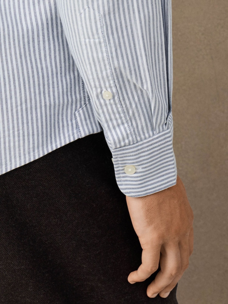 Lys Blå - Hackett Classic Fit Striped Oxford Shirt - Bilde 5 av 5