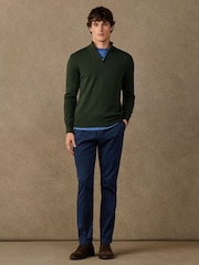 Hackett Green Cotton Branded Quarter Zip Jumper - Image 4 of 5