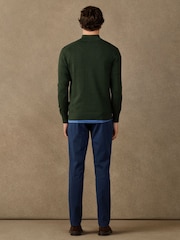 Hackett Green Cotton Branded Quarter Zip Jumper - Image 5 of 5