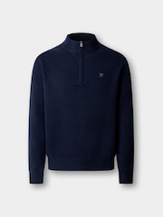 Hackett Blue Lambswool Quarter Zip Jumper - Image 5 of 7