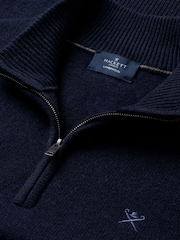 Hackett Blue Lambswool Quarter Zip Jumper - Image 7 of 7