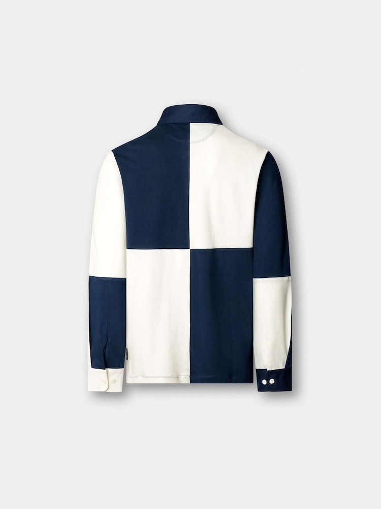 Hackett Blue Classic Fit Tattersall Trim Rugby Shirt - Image 2 of 2
