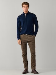 Blu - Hackett Classic Fit Tattersall Trim Rugby Shirt - Immagine 4 di 5