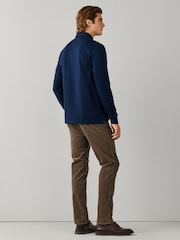 Blu - Hackett Classic Fit Tattersall Trim Rugby Shirt - Immagine 5 di 5