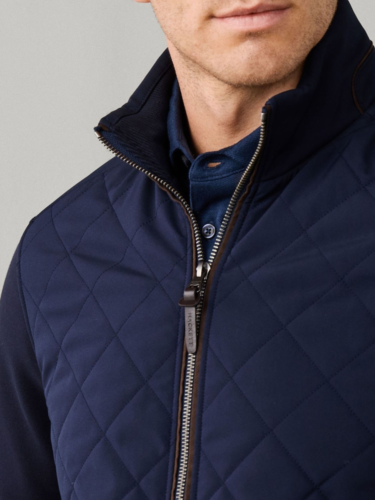 Hackett Blue Travel Hybrid Full Zip Sweat Top - Image 2 of 6 Hackett Blue Travel Hybrid Full Zip Sweat Top - Image 2 of 6