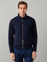 Hackett Blue Travel Hybrid Full Zip Sweat Top - Image 3 of 6