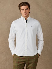 Hackett White Classic Fit Solid Oxford Shirt - Image 1 of 4
