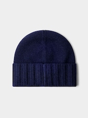 Hackett Blue Pure Cashmere Beanie Hat - Image 2 of 4