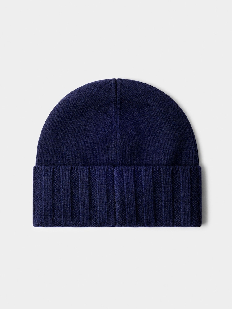 Hackett Blue Pure Cashmere Beanie Hat - Image 2 of 4 Hackett Blue Pure Cashmere Beanie Hat - Image 2 of 4