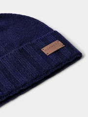 Hackett Blue Pure Cashmere Beanie Hat - Image 3 of 4