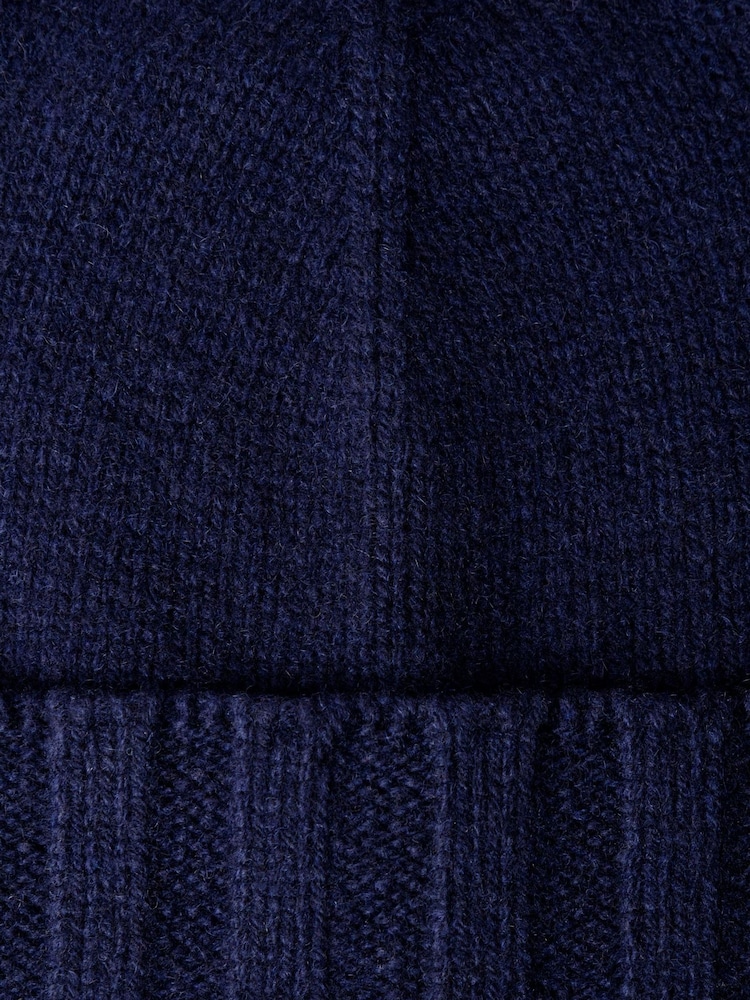 Hackett Blue Pure Cashmere Beanie Hat - Image 4 of 4 Hackett Blue Pure Cashmere Beanie Hat - Image 4 of 4