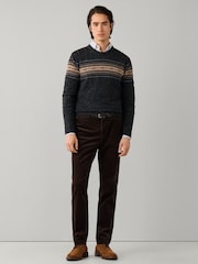 Hackett Grey Merino Wool Fairisle Crew Neck Jumper - Image 2 of 6