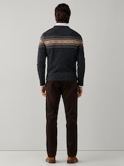 Hackett Grey Merino Wool Fairisle Crew Neck Jumper - Image 4 of 6