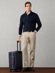 Hackett Blue Travel Twill Cotton Half Button Sweat Top - Image 1 of 5