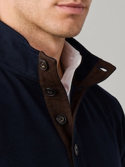 Hackett Blue Travel Twill Cotton Half Button Sweat Top - Image 2 of 5