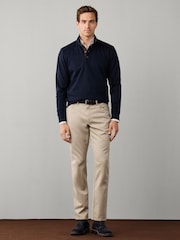 Hackett Blue Travel Twill Cotton Half Button Sweat Top - Image 4 of 5