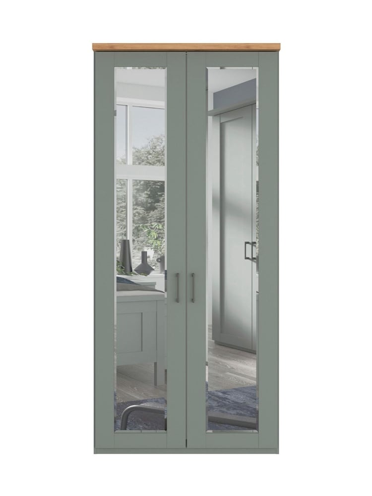 Wiemann Sage Green Truro Double Mirror Semi Fitted Wardrobe - Image 2 of 4