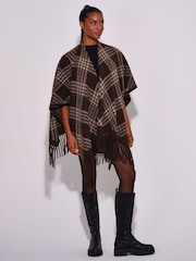 South Beach Check Fringe Shawl - Attēls 1 no 4