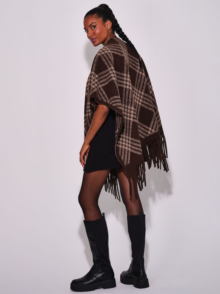 South Beach Check Fringe Shawl - Attēls 2 no 4