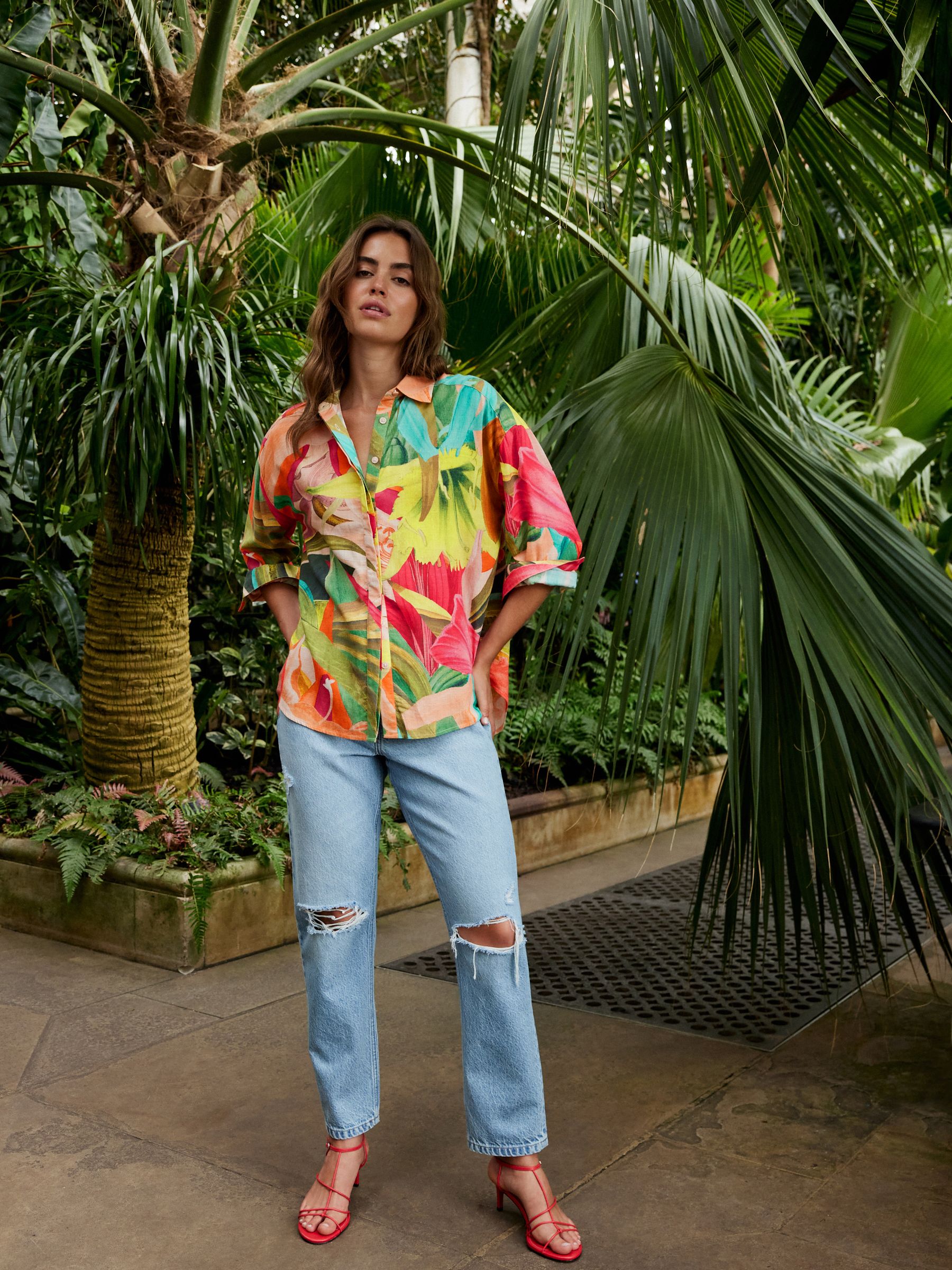 Buy Kew Collection Multi Tropical Floral Print Long Sleeve Shirt