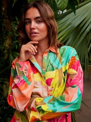 Kew Collection Multi Tropical Floral Print Long Sleeve Shirt - Image 4 of 6