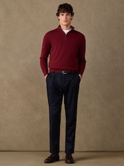 Hackett Red Cotton Branded Quarter Zip Jumper - Image 4 of 5