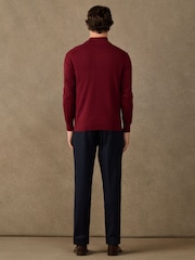 Hackett Red Cotton Branded Quarter Zip Jumper - Image 5 of 5