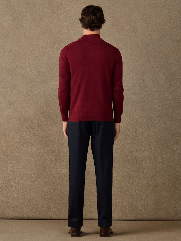 Hackett Red Cotton Branded Quarter Zip Jumper - Image 5 of 5 Hackett Red Cotton Branded Quarter Zip Jumper - Image 5 of 5