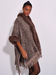 South Beach Faux Fur Trim with Fringe Shawl - Bilde 3 av 4