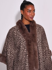 South Beach Faux Fur Trim with Fringe Shawl - Bilde 4 av 4