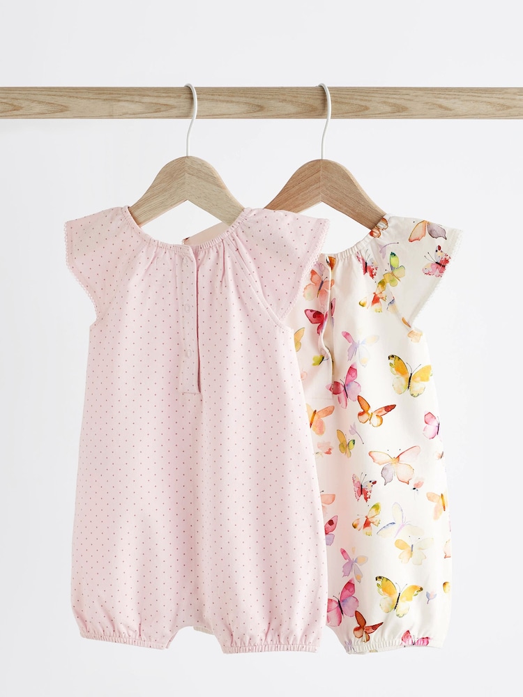 Pink Butterfly Baby Rompers 2 Pack - Image 2 of 8