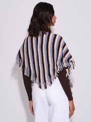 South Beach Brown Knitted Fringe Triangle Scarf Shawl - Image 2 of 4