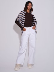 South Beach Brown Knitted Fringe Triangle Scarf Shawl - Image 3 of 4