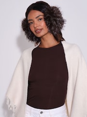 South Beach Brown Fluffy Earmuffs - Image 3 of 4