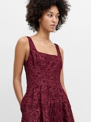 French Connection Red Milenda Jacquard Midi Dress - Image 2 of 7