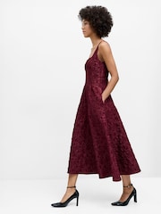 French Connection Red Milenda Jacquard Midi Dress - Image 4 of 7