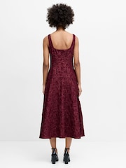 French Connection Red Milenda Jacquard Midi Dress - Image 5 of 7