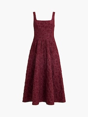 French Connection Red Milenda Jacquard Midi Dress - Image 6 of 7