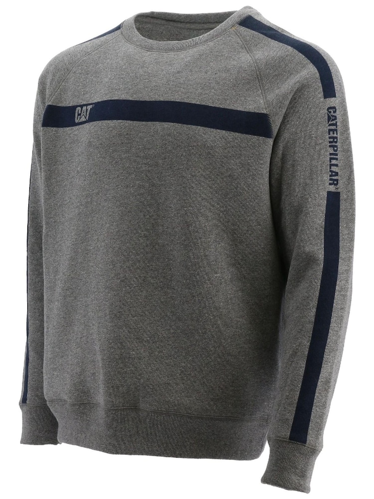 CAT® Grey Icon Stripe Crew Neck Sweater - Image 1 of 2