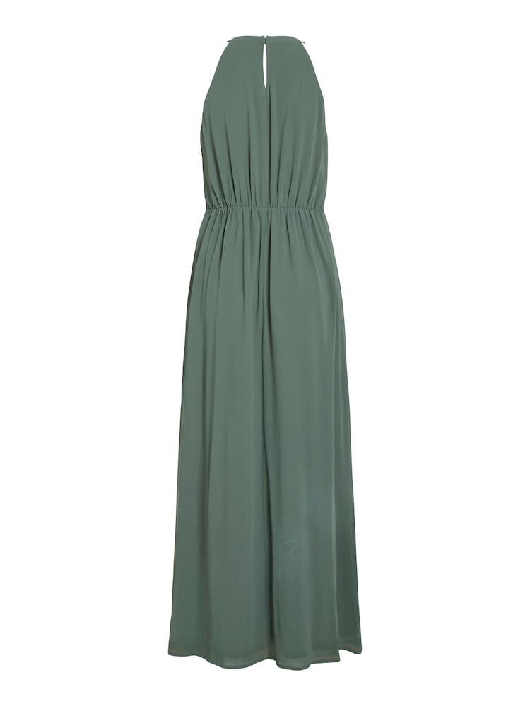 VILA Green Halter Neck Tulle Maxi Dress - Image 7 of 7